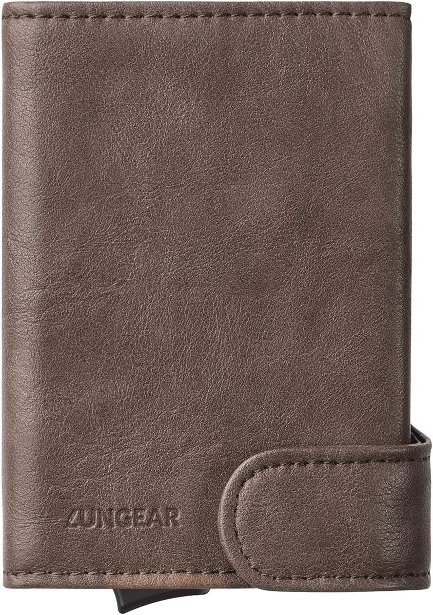 Pop Up Wallet RFID Blocking, Leather Credit Card Holder Slim ID Metal Card Case For Men