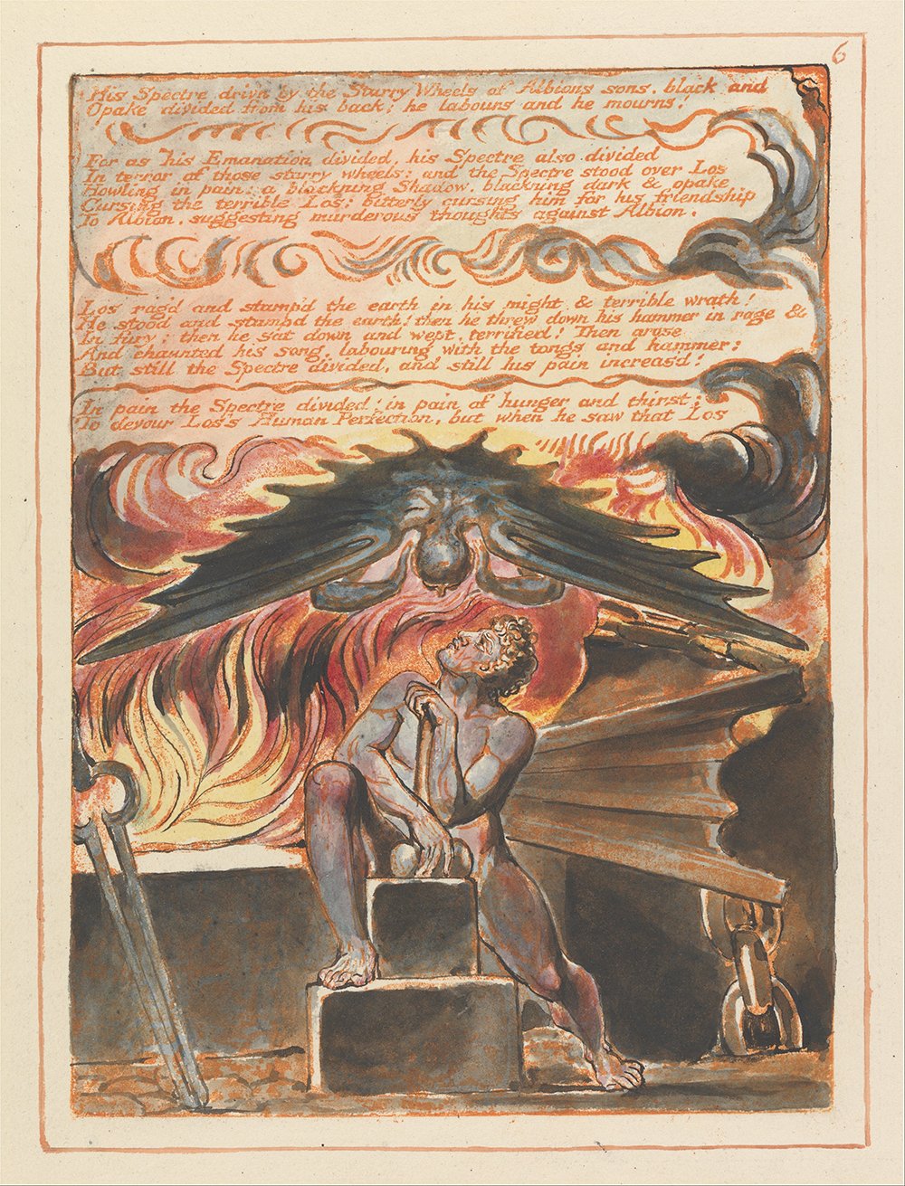 Cuadro William Blake Jerusalem Plate 6 pequeño con marco marrón de alta calidad mate
