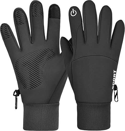 Guantes impermeables de invierno con dedos para pantalla táctil para hombres y mujeres, forro térmico resistente al viento para correr, ciclismo,