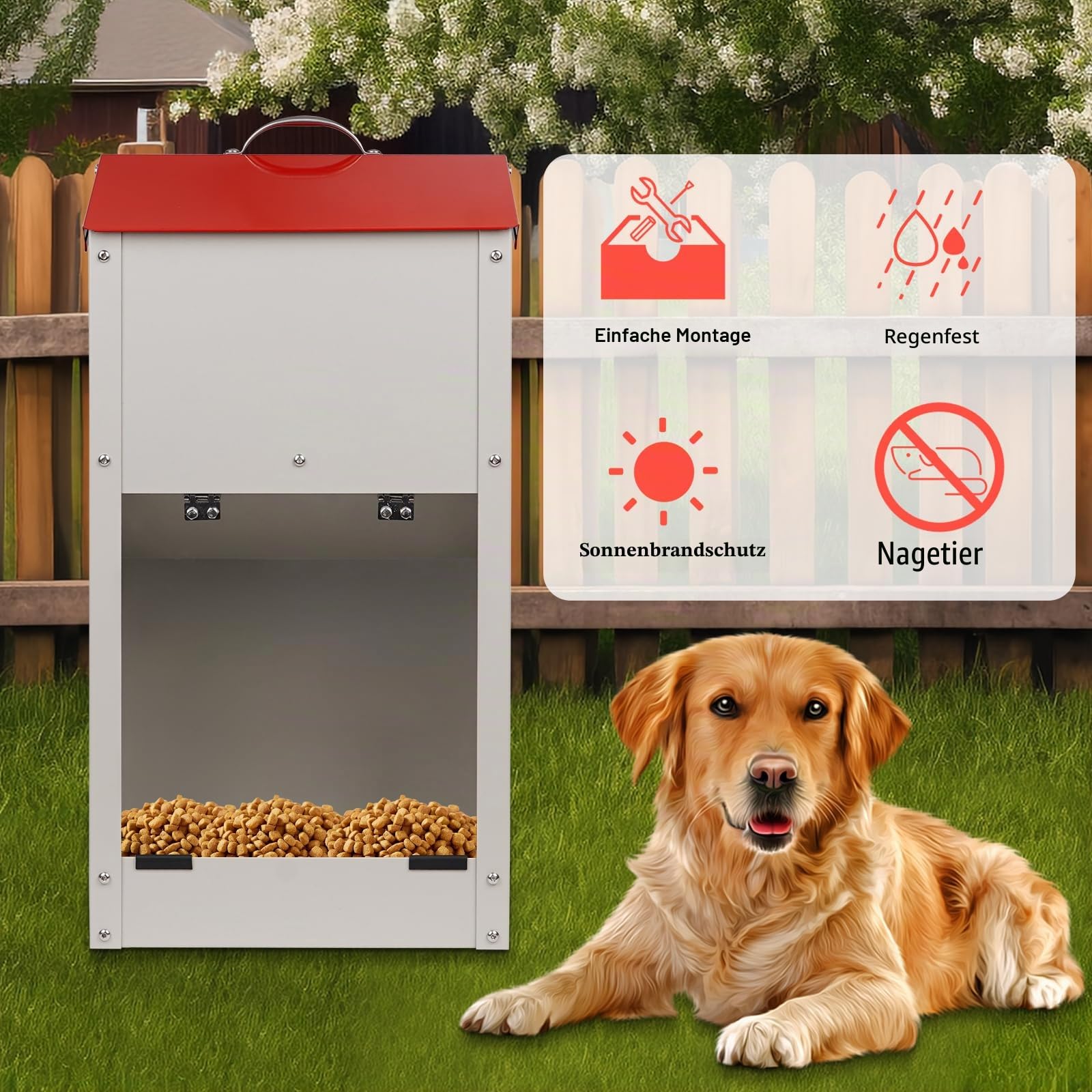 11 kg Verzinkter Schwerkraft-Futterautomat für Große Hunderassen
