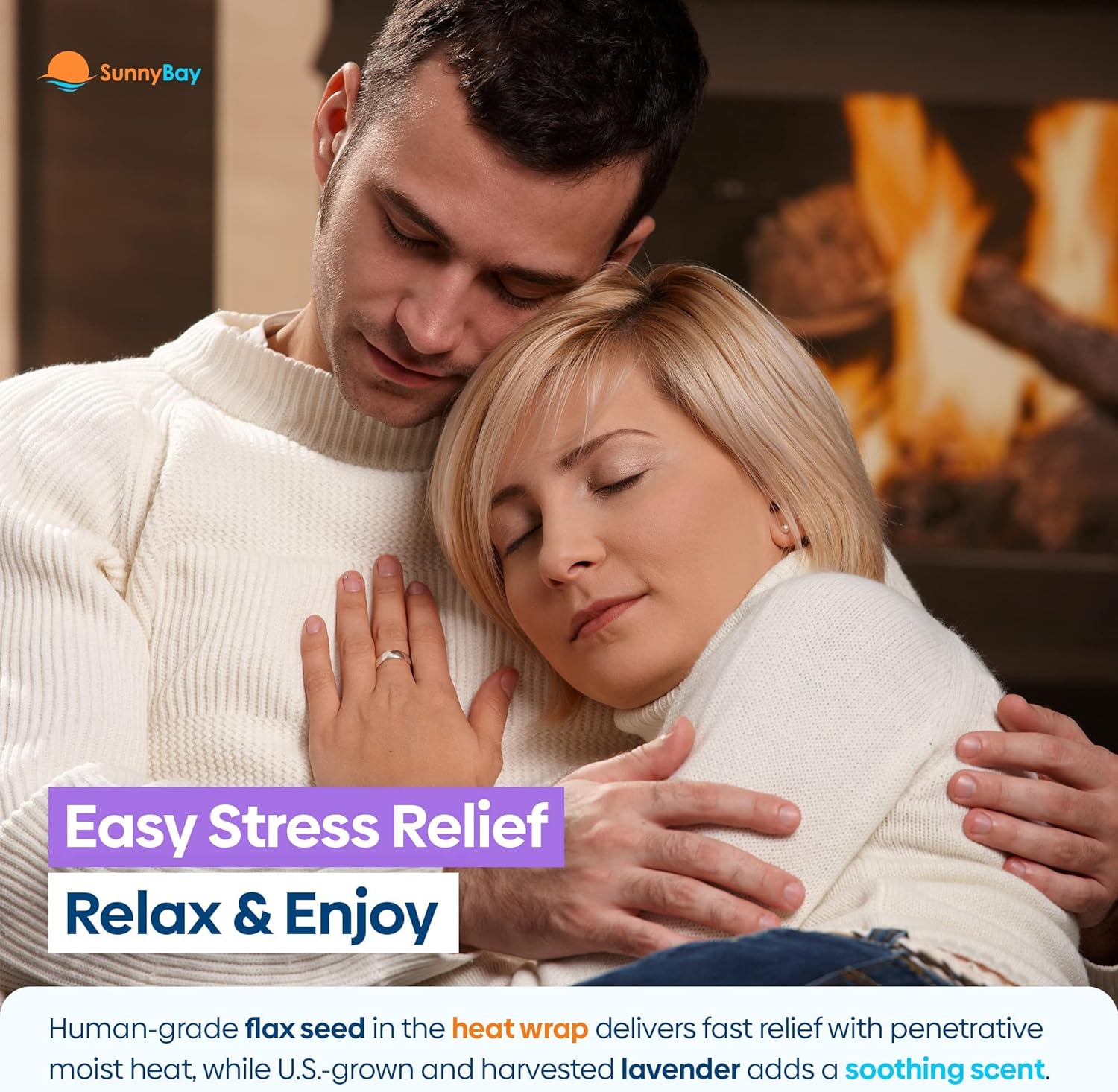 SunnyBay Microwave Heating Pad, Microwavable Heated Neck and Shoulder Wrap, Soothing Weighted Moist Heat or Ice Pack with Flaxseed and Lavender, 26x5 Inches, 2.5 lbs, Made in USA, London