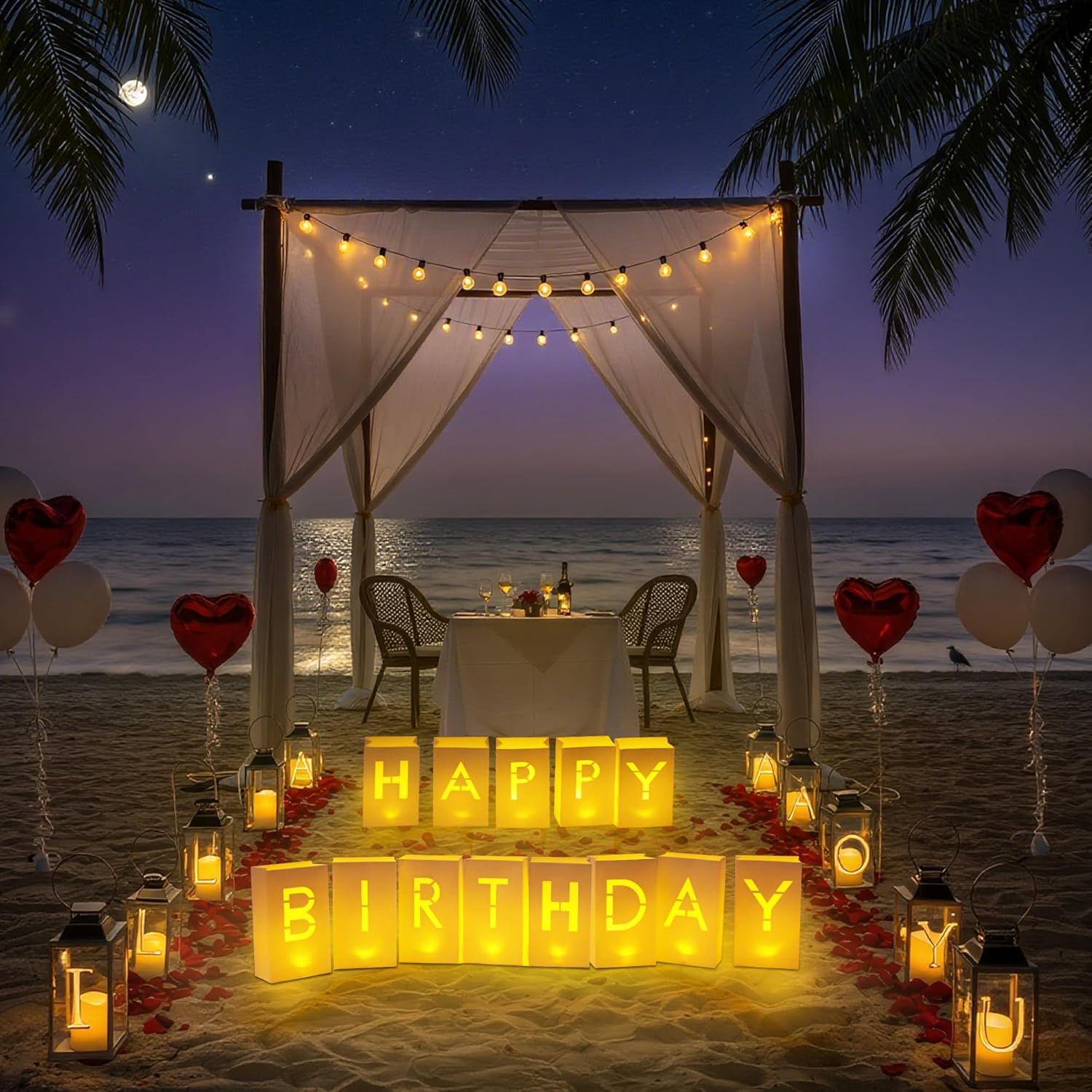 “Happy Birthday” Light up Letters - Luminary Paper Bags for Birthday Banner and Sign thumbnail