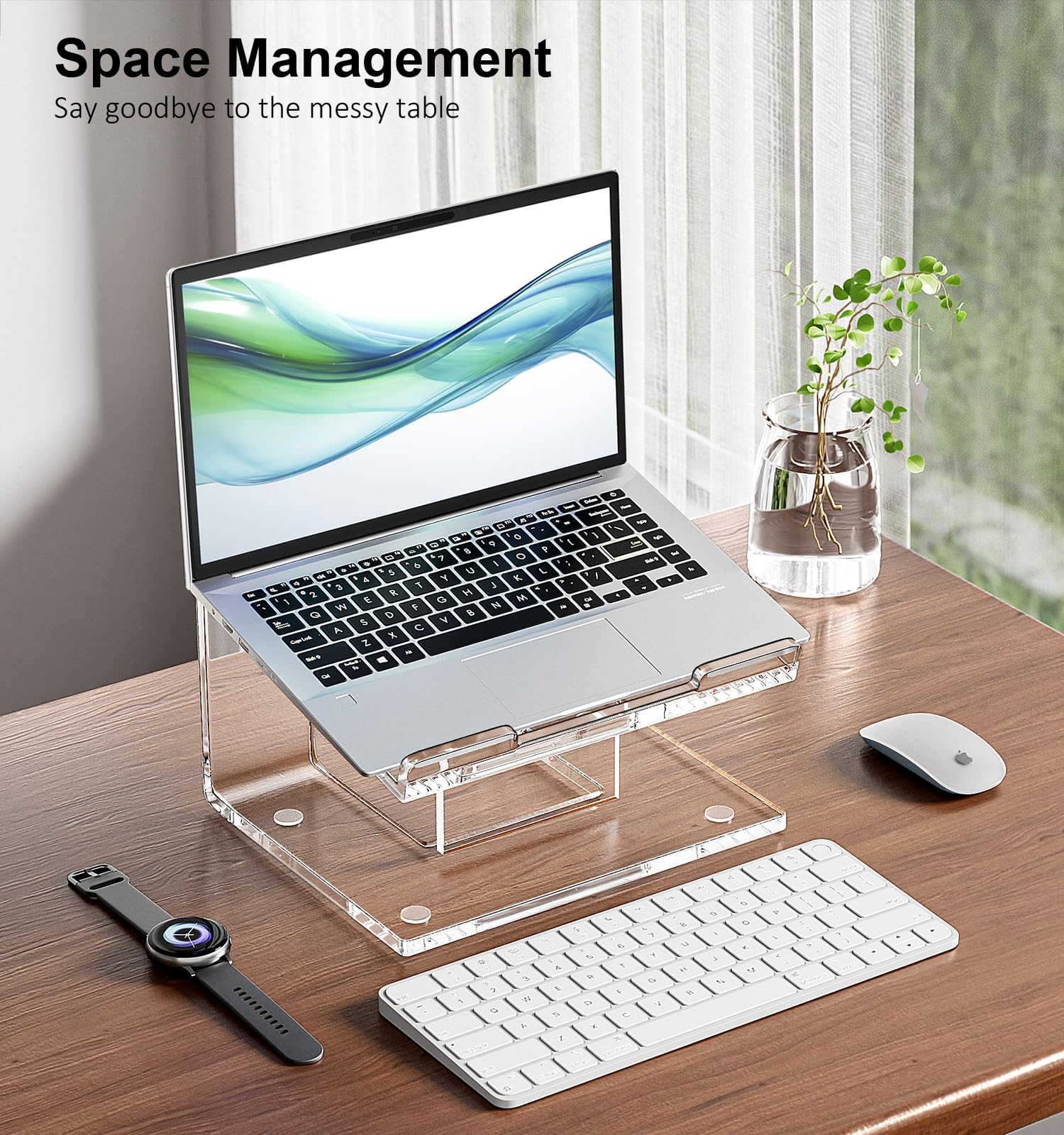FUCDTEFC Supporto per laptop in acrilico per scrivania, supporto per laptop da 10 a 17,3 pollici, supporto ergonomico per computer compatibile con MacBook e notebook