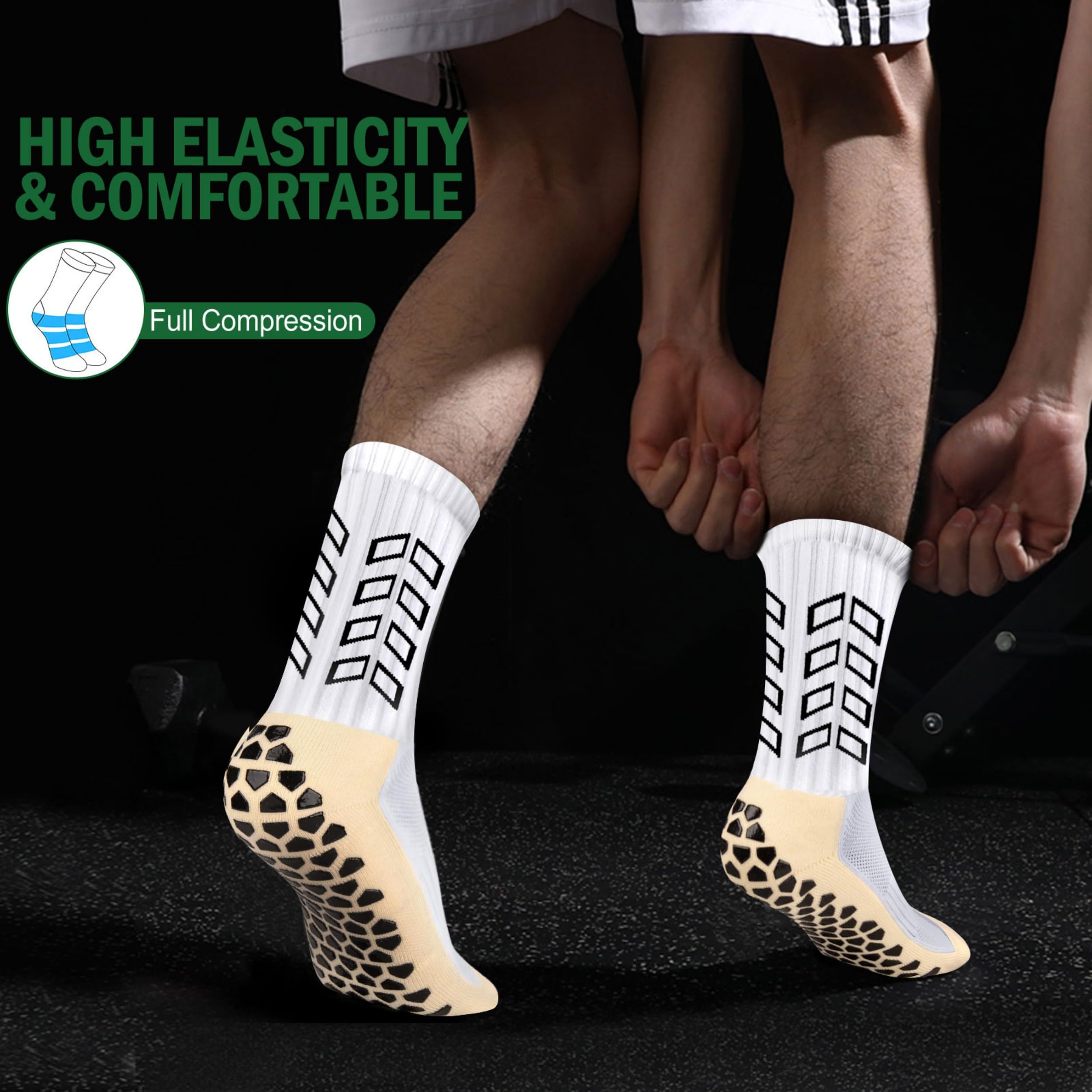 ENONEO Calze Calcio Antiscivolo Uomo 37-45 Calze Antiscivolo Calcio Anti Vesciche Addensare Cotone Calzini Sportivi Donna Traspirante Calzini Grip Calcio per Ciclismo Trekking