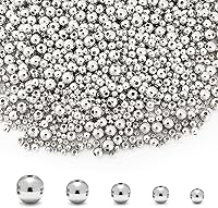 Vista 1 de 300 cuentas espaciadoras rellenas de oro para joyas, 0.157 in, plata, redondas, latón, cuentas para manualidades