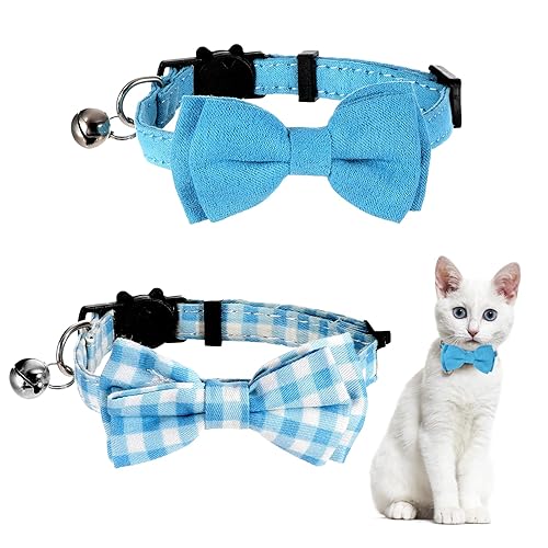 2 Pcs Boy Cat Collar with Bell Breakaway 