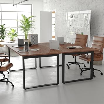 BizChair Conference Table with U-Frame Base, Commercial Water and Scratch Resistant Laminate Finish, PVC Edge, Heavy Duty Steel Frame, 72x36, Walnut