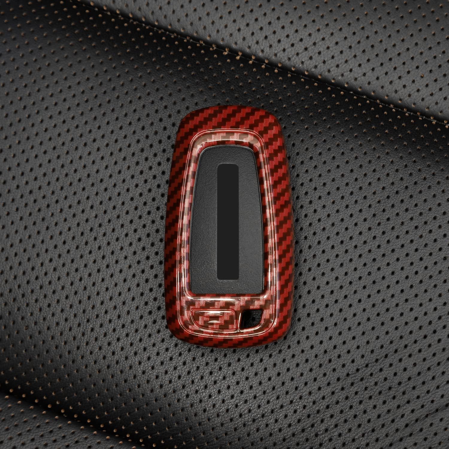 RAZPOY Key Fob Cover Shell, Key Case Cover Holder Protector Compatible with 2018-2026 Ford F-150 Explorer & 2021-2026 Ford Bronco & Bronco Sport, Red Carbon Fiber