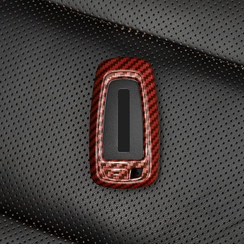 Miniatura 7 de RAZPOY Funda para llavero, protector compatible con Ford F-150 Explorer 2018-2023 y Ford Bronco & Bronco Sport 2021-2023, fibra de carbono roja