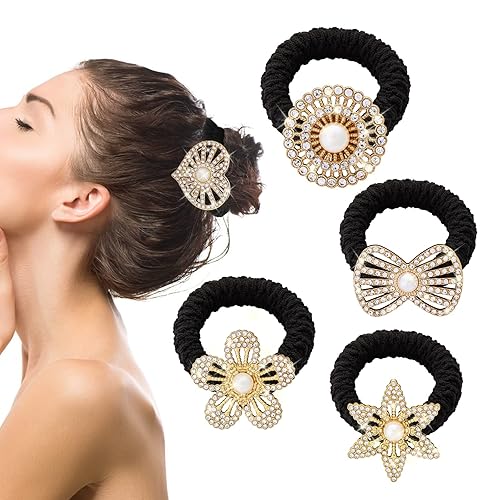 Miniatura 2 de Lazos elásticos para el cabello con perlas para mujer para cabello pesado o rizado para niñas cuerda elástica para el cabello 35 unidades
