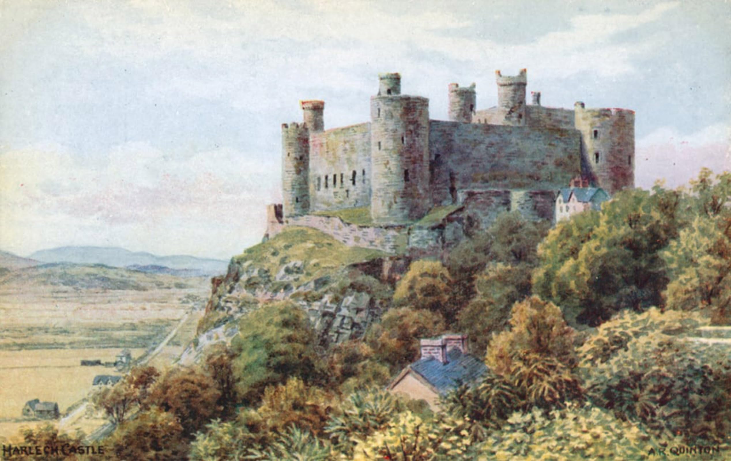 ARTXLXXBN Famous Painting Canvas Artwork Graffiti Print Harlech Castle by Alfred Robert Quinton Portrait Canvas Image for Home Decor 60x90cm