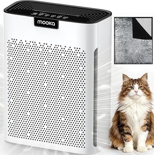 Air Purifiers for Home Large Room 2200 Ft² with Washable Filters, MOOKA H13 HEPA Air Purifier for Home Pets Bedroom with Fragrance, Air Cleaner for Smoke Dust Pollen Pets Hair Odor, KJ190 White