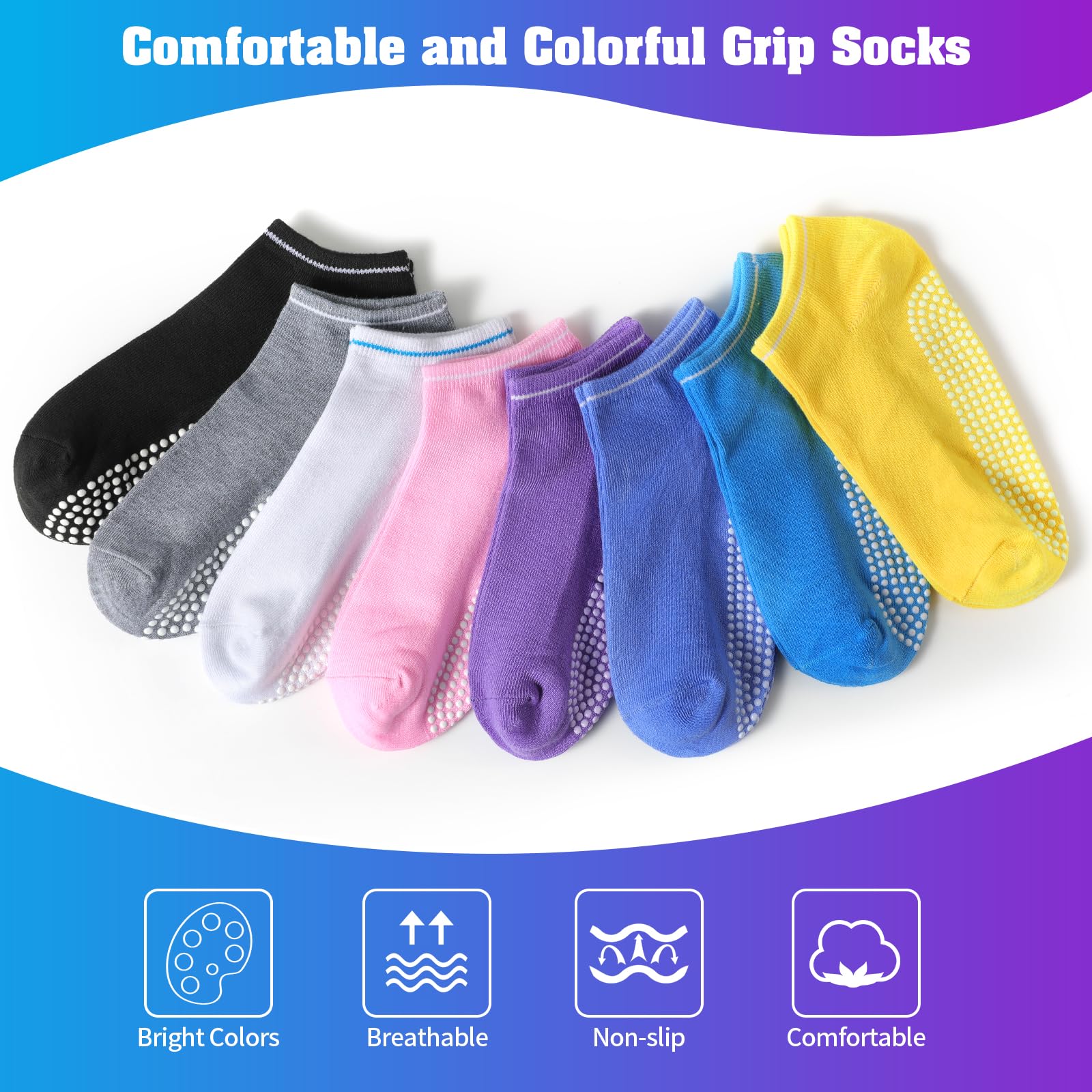 80 pares de calcetines antideslizantes para yoga, pilates, entrenamiento hospitalario, calcetines antideslizantes con agarre para mujeres, niñas y adolescentes, Multi, Talla única