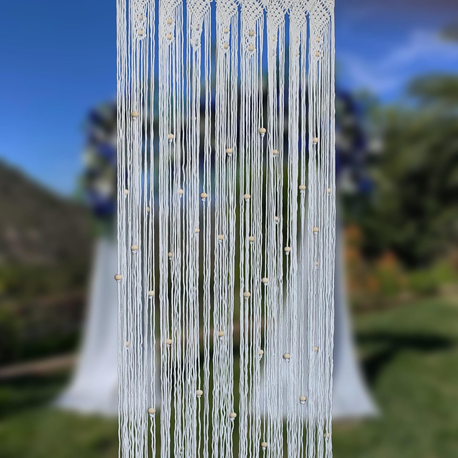 Macrame Curtain Handmade Boho Doorway Curtains,Backdrop Panel Hippie Door Hanging Wedding Decor Curtain Divider Bohemian Cover Bedroom (Original, 90×200cm/35×79in, Beads)