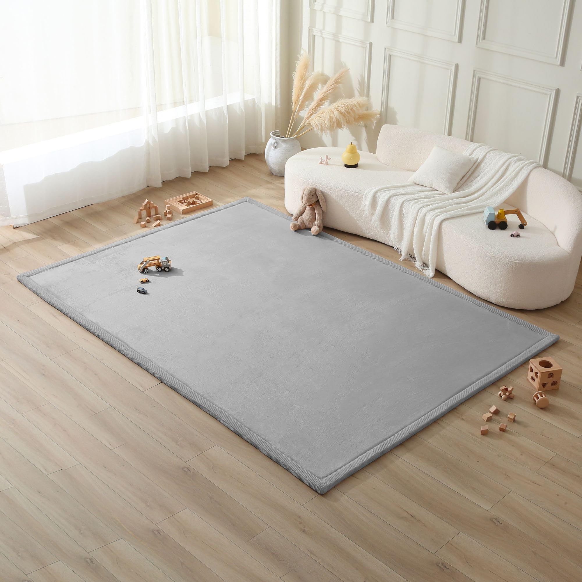Hakuna Matte Wolkenweiche Spielmatte Baby 280x200x2,5cm, Grau– Teppich für Kinderzimmer mit hochwertigem Memory-Schaum – Krabbelmatte Baby mit Rutschfester Unterseite – Krabbeldecke, Tatami Matte