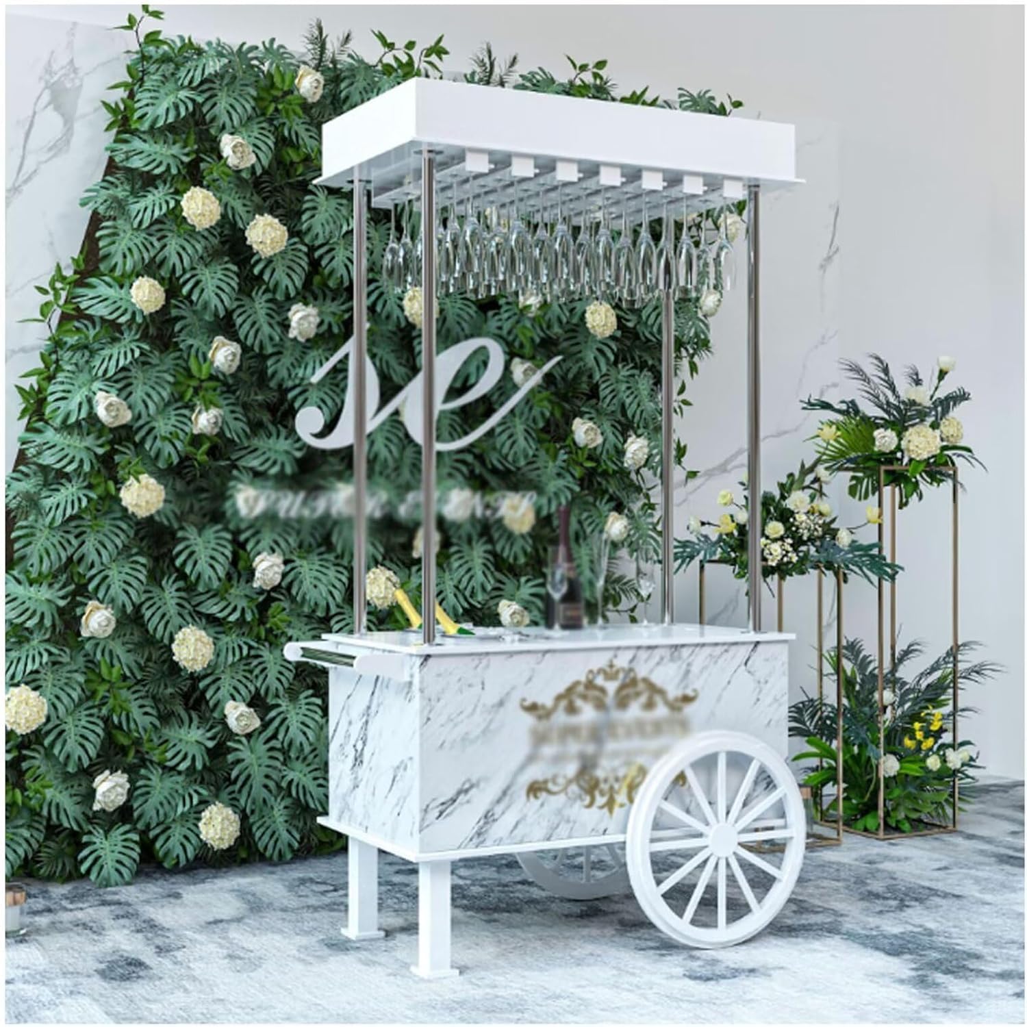 Candy Cart with Shelf and Wheels, 6.56ft Tall Dessert Cart, Sugar and Sweet Cart for Parties, Weddings, Birthdays, Baby Showers and Any Special Events,White