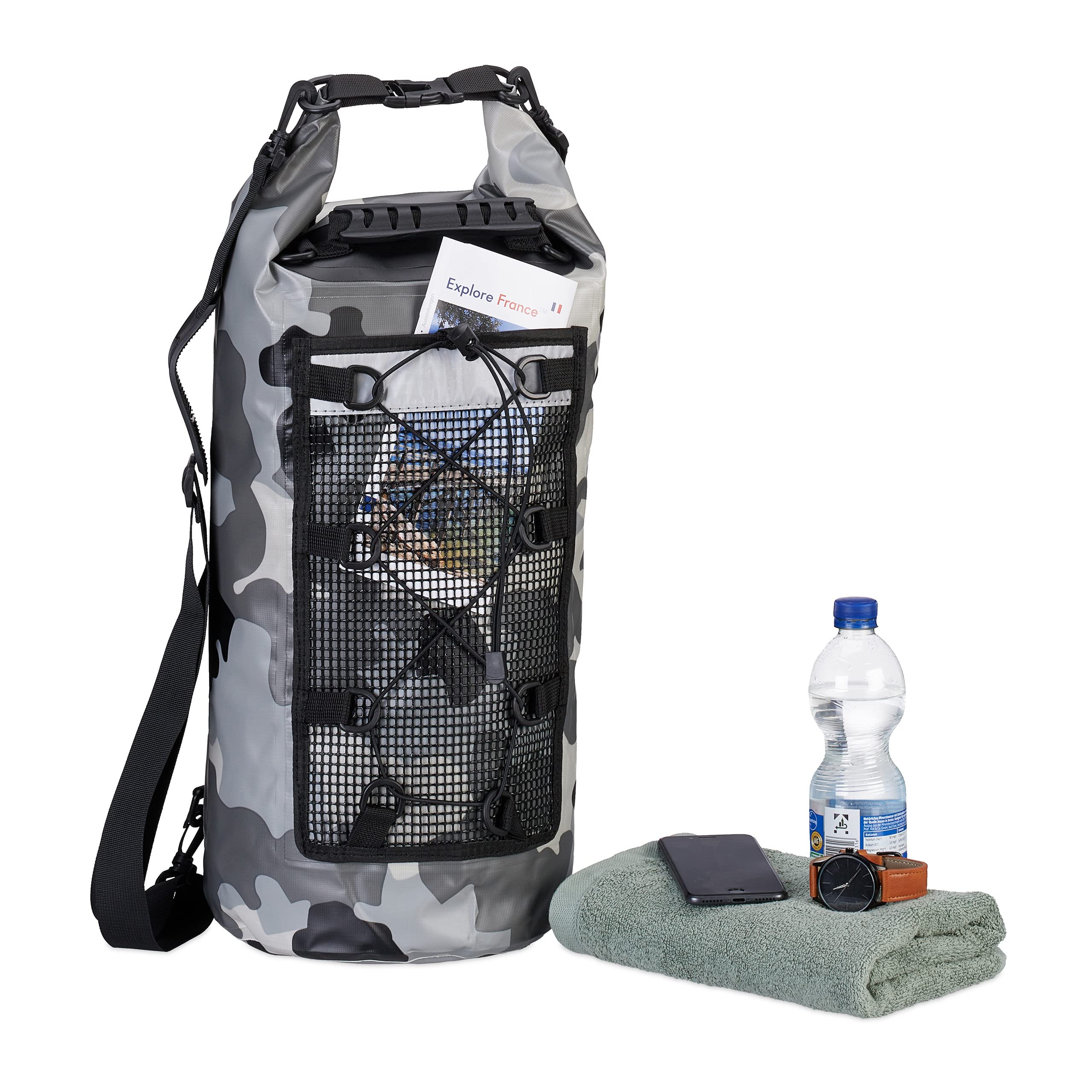 Relaxdays Ocean Pack, 20 l, wodoszczelny, worek do pakowania, lekka torba sucha, żeglarstwo, narty, snowboard, kolor