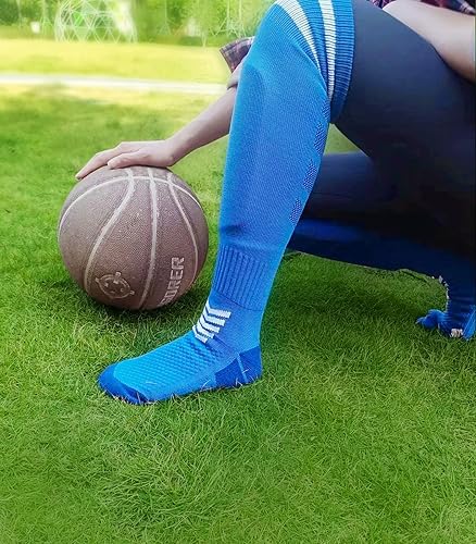 Miniatura 6 de Espinilleras de fútbol para jóvenes, calcetines de fútbol para pantorrillas, calcetines largos deportivos hasta la rodilla, para edades de 3 a 20