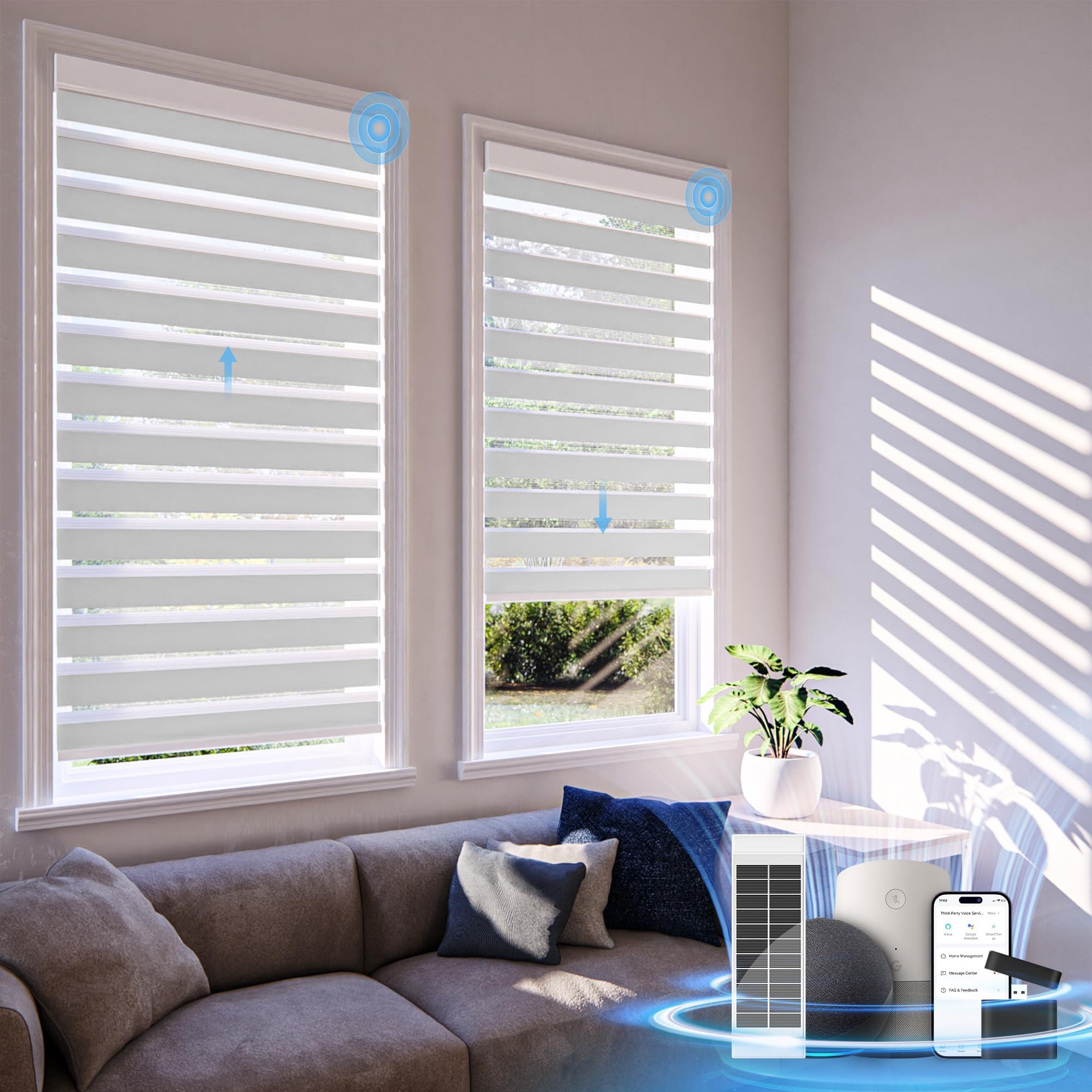 Photo 1 of DONGFXK Motorized Zebra Blinds with Remote,Rechargeable Electric ShadesLPNPMGR7027051