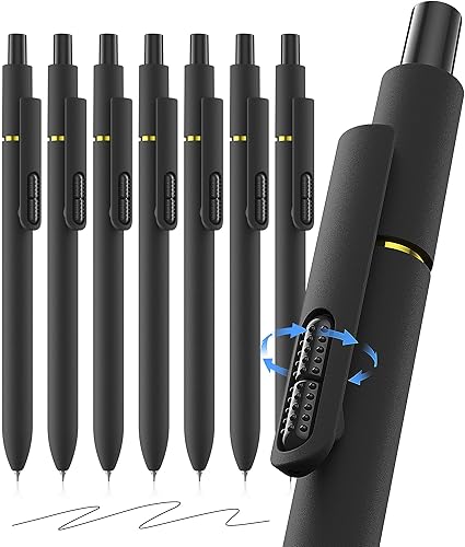 inkipen 8Pcs Gel Pens - 0.5mm Black Ink Pens Fine Point Smooth Writing, Quick Drying Retractable Pen for Journaling, Cute School & Office Supplies (black-8PCS) - Black-8pcs