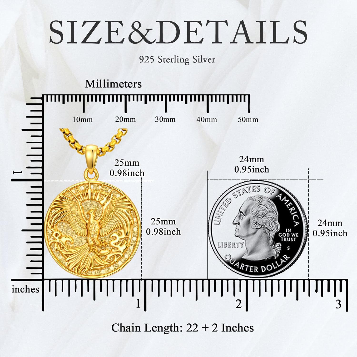 Phoenix Necklace 925 Sterling Silver Rising Phoenix Pendant Jewelry for Men Women - Image 4