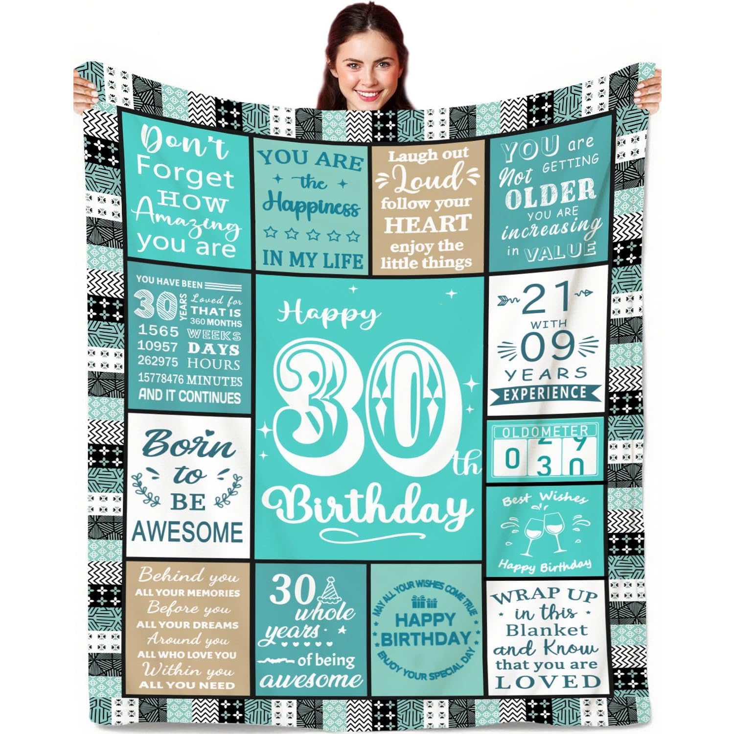 Birthday Birthday Gifts for Women, Unique Happy Birthday Fleece Throw Blanket 60" x 50", Funny Birthday Decorations, Best Birthday Gfit Ideas for Her Friend Mom Sister Grandma Wife(30th, Blue)