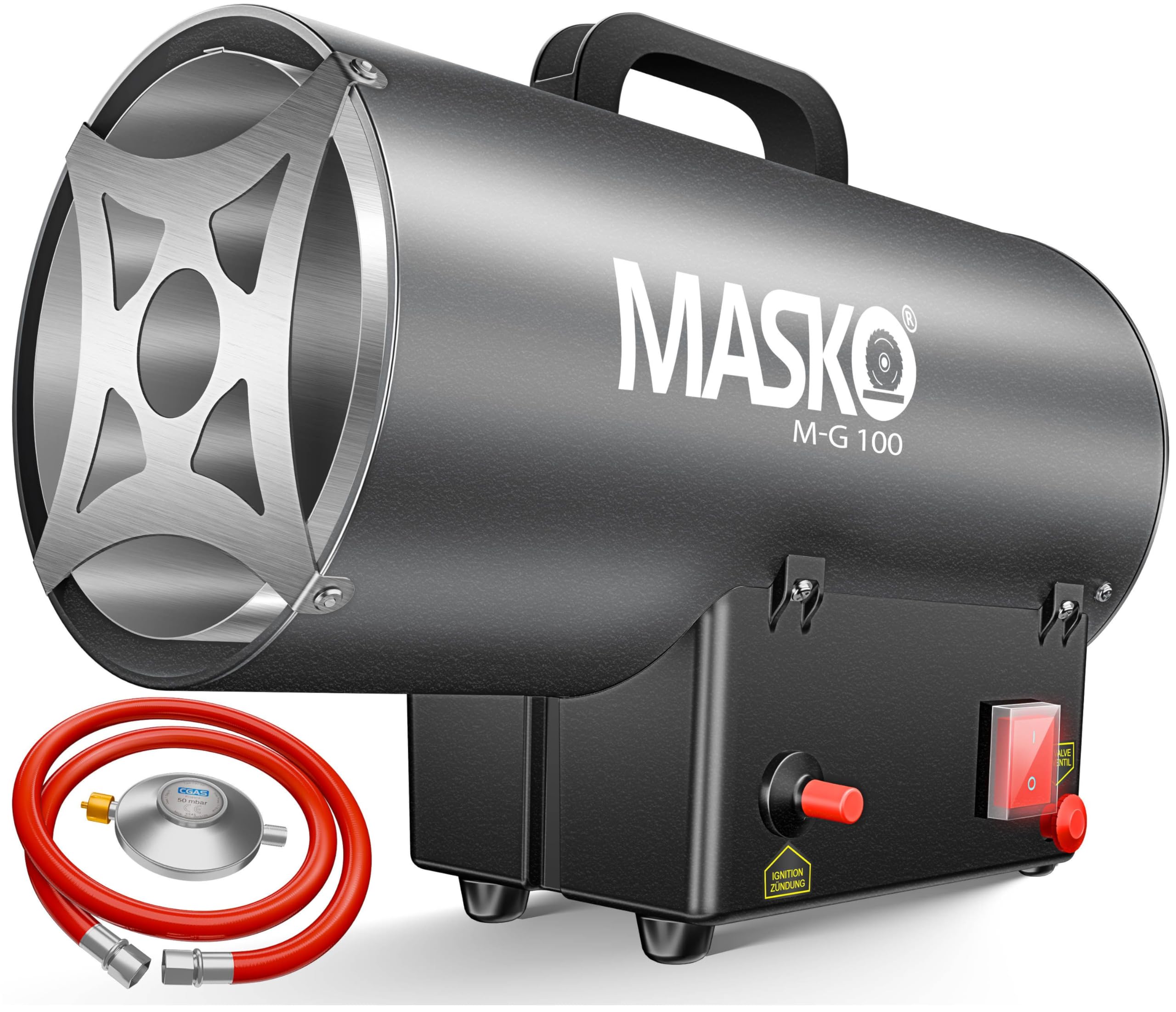 MASKO® Termoventilatore a Gas Riscaldatore 10 KW generatore d'Aria Calda con Tubo del Gas Antracite