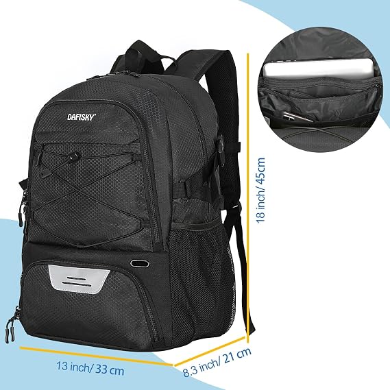 DAFISKY Basketball Backpack Sports Bag | Basketball Bag with Shoe Compartment and Ball Holder, 30L Large gym bag for boys girls