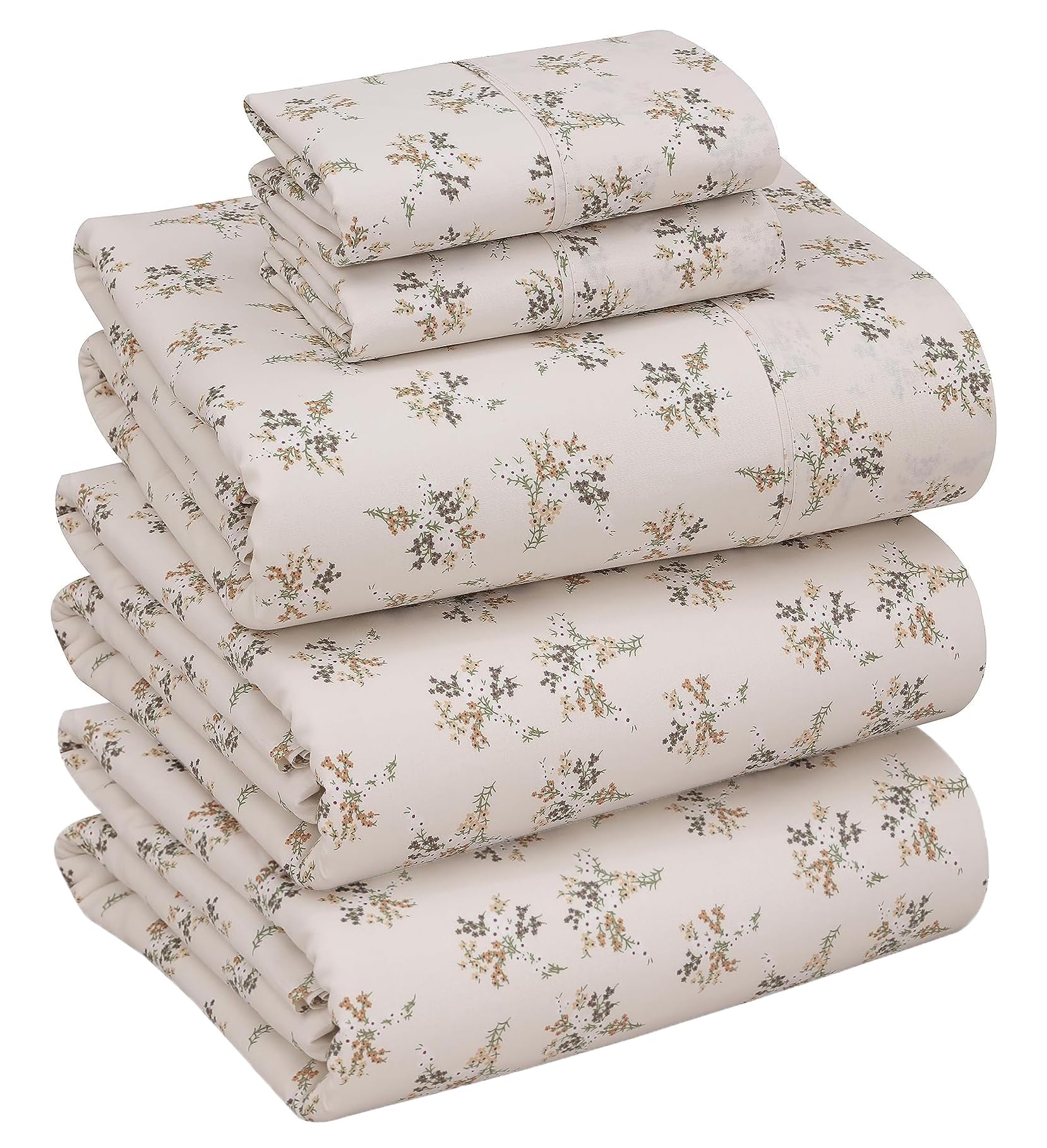 RUVANTI 100% Cotton Split King Sheets, Percale Sheet Set, Twin Spring