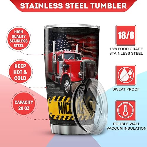 Miniatura 7 de KOIXA Vaso personalizado con texto en inglés "Some People Call Me Trucker Dad", regalos para hombres, taza de café aislada de acero inoxidable con