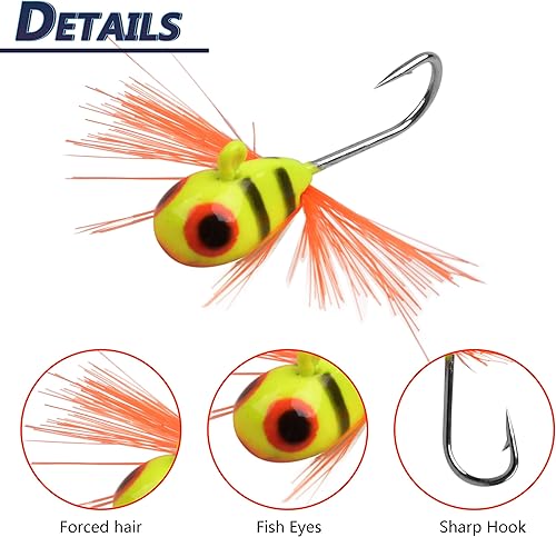 Miniatura 4 de Ice Fishing Jigs Kit Ice Fishing Lures Set Jigs Head Hooks for Walleye Panfish Crappie Perch Winter Ice Fishing Gears Ice Fishing Tackle Box