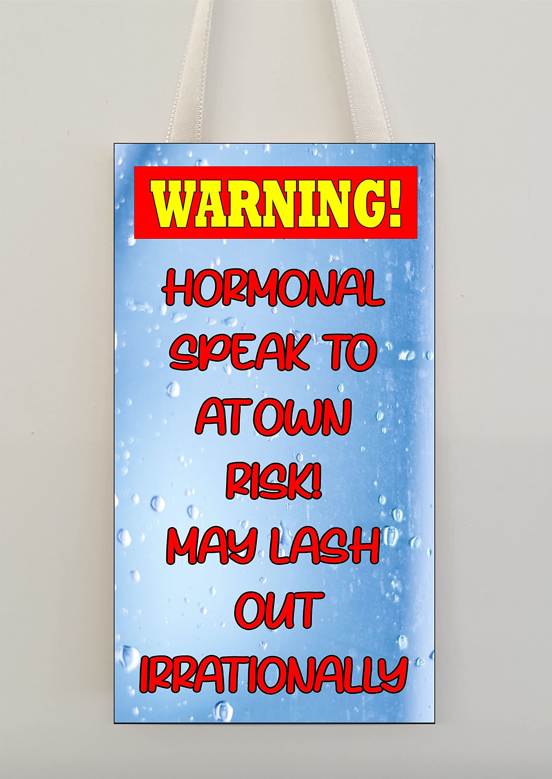 Decalarama Funny Menopause Plaque – Warning Hormonal Speak To At Own Risk - Gift Friendship – Funny Amusing Novelty Quote - Present Gift For Birthday Christmas