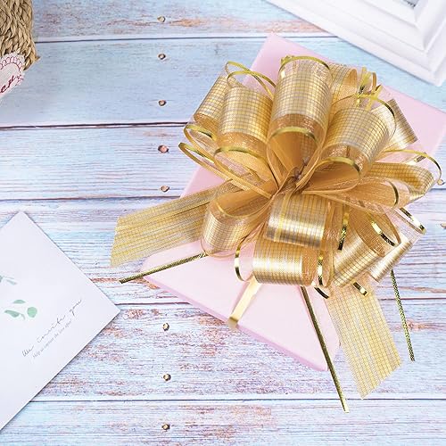 Miniatura 4 de 10 lazos grandes para envolver regalos, lazo con cinta para cestas de regalo de boda, lazos de envoltura de regalo de fiesta, lazos de decoración de