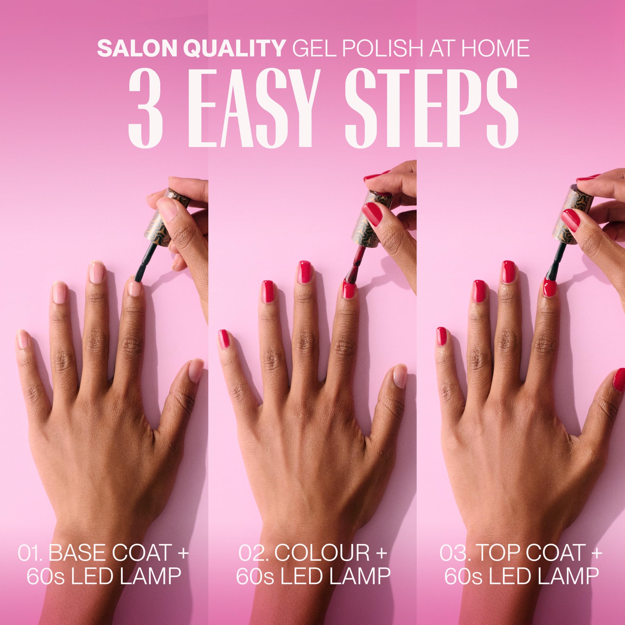 Pink Gellac Kit de Uñas Semipermanentes - Set de Manicura y Pedicura con Pro Lampara Uñas Semipermanentes Rosa, 4 Tonos Rosas 15 ml, Top Coat y Base Coat, Removedor y Limpiador - Calidad de Salón
