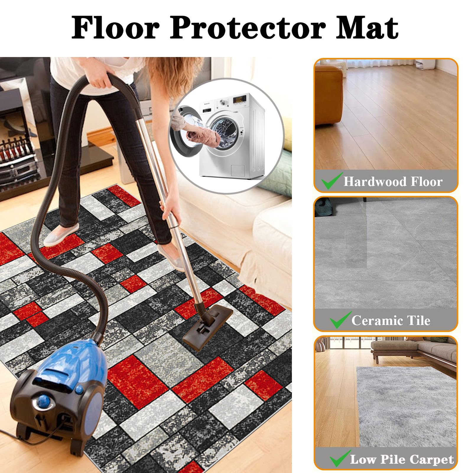 70 x 100 cm Heavy Duty Office Chair Mat for Carpeted Floor Computer Gaming Desk Chair Mat for Carpet Hard Floor Protector Mat for Rolling Chair Carpet Protector Chair Mat Floor Mat for Office Chair - Image 3