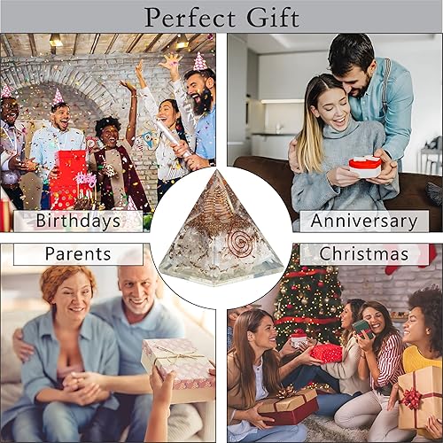 Miniatura 26 de Black Tourmaline Orgone Pyramid for Protection & Security Orgonite pyramids with Copper Coil and Crystal Quartz for Chakra Protection