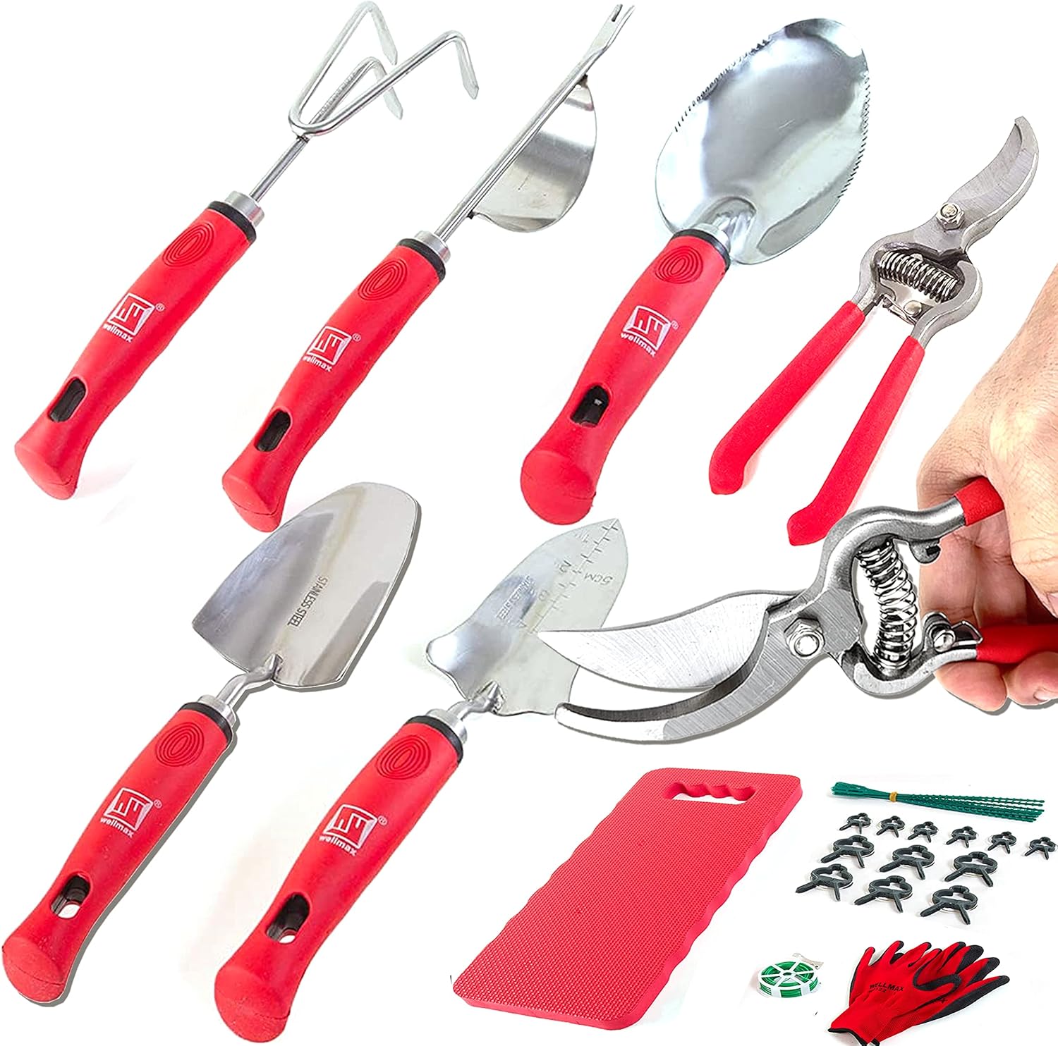 Wellmax Garden Tools Set of 12 with Gardening Gloves