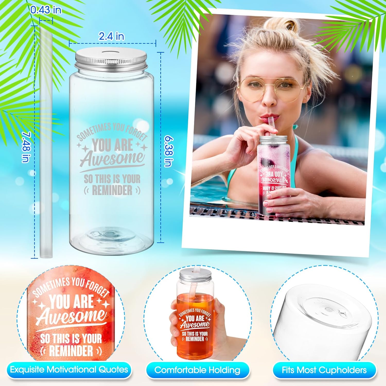 Pickmesh 36 Pcs Employee Appreciation Gifts Thank You Plastic Cups for Staff Inspirational Gifts 13.5 oz Clear Reusable Acrylic Skinny Tumblers with Lid Straw for Women Coworker Teacher (Sometimes) - Image 2