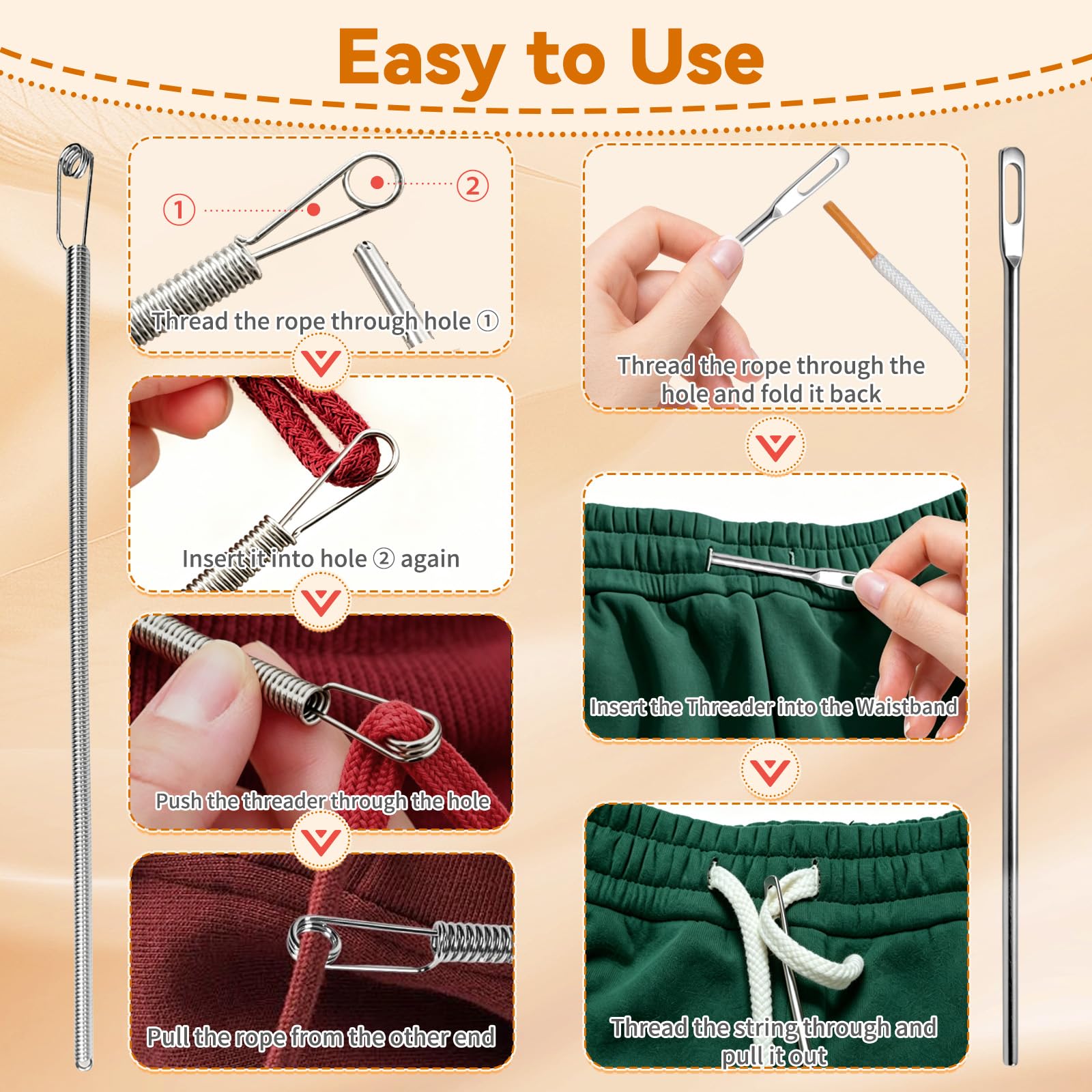 SJYOPIN Drawstring Threader Tool Kit - 8PCS -3