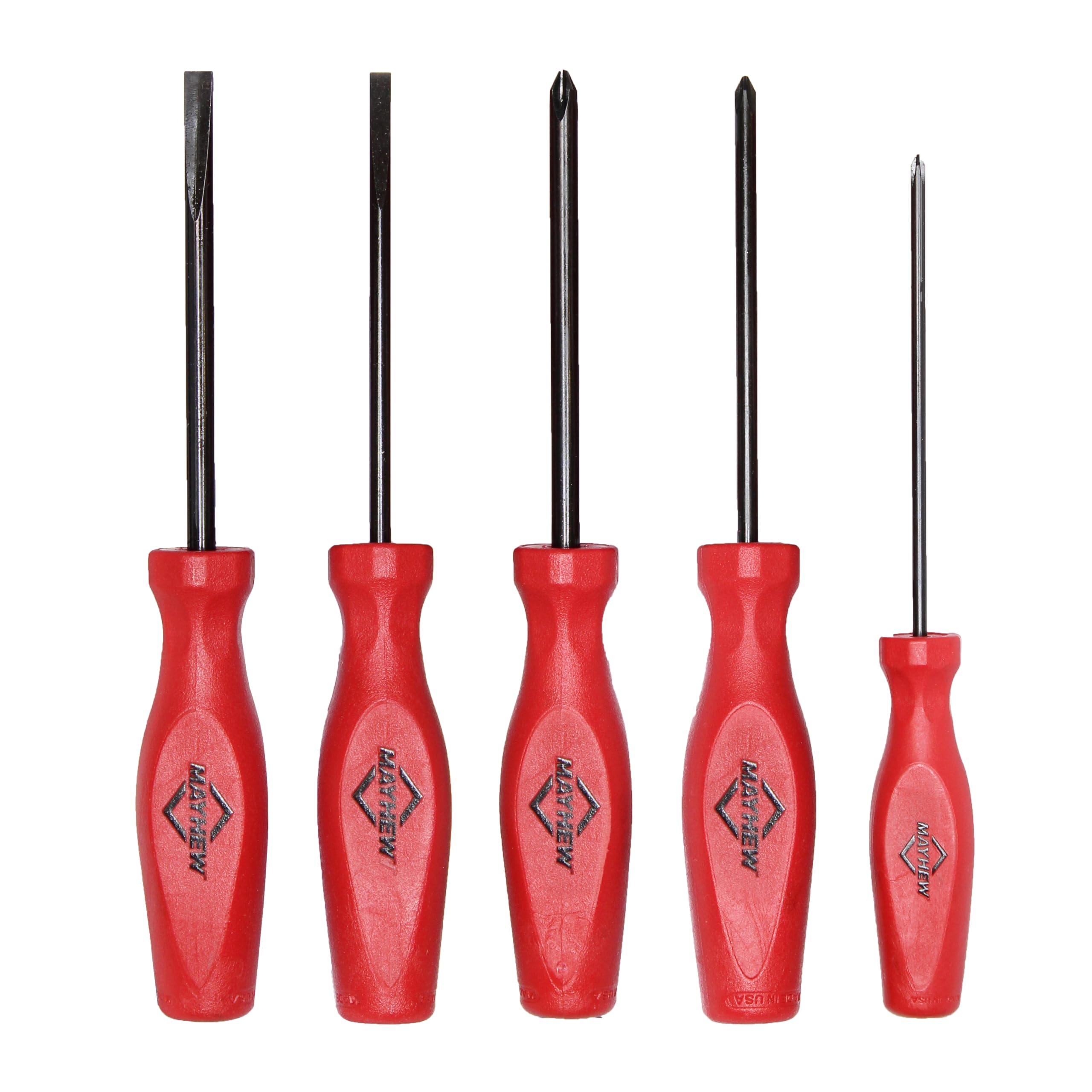 Mayhew Tools 26028C Pro Series Screwdriver Set, 5-Piece Slotted & Phillips Set, Red