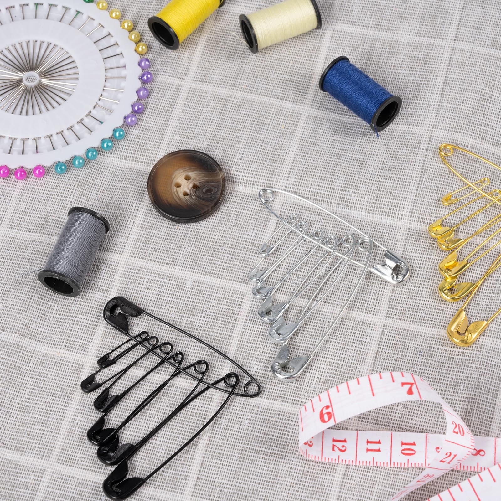 Kiperline 900 spille da balia, 6 misure, da 18 a 53 mm, resistenti alla ruggine, resistenti alla ruggine, per abbigliamento, artigianato, cucito, (argento + nero + oro)