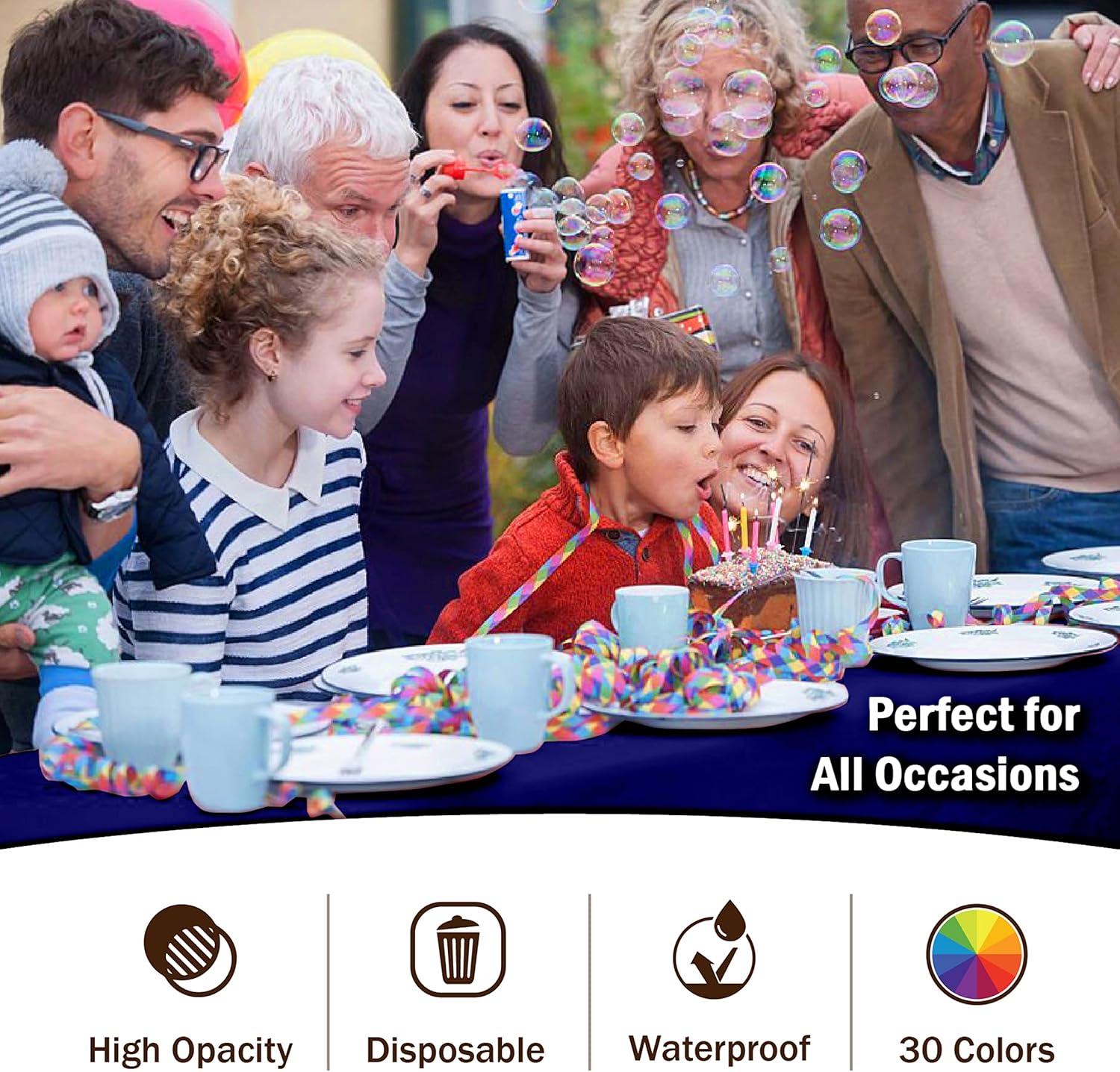 Party Solids Navy Rectangular Plastic Tablecloth - 54x108 Inch, Pack Of 24