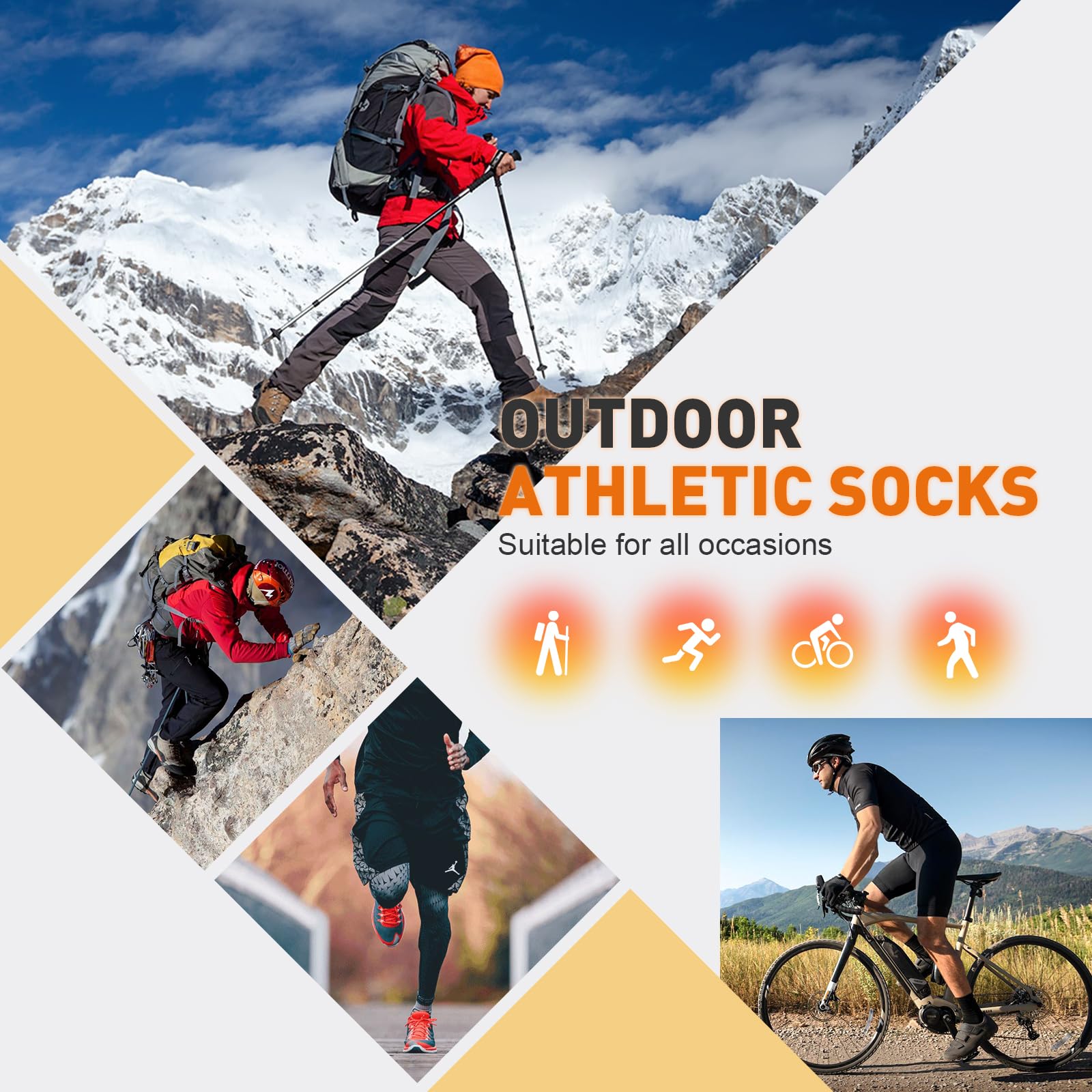 Niorasen Merino Wool Hiking Socks for Men & Women, Thick Cushioned Walking Socks, Seamless & Breathable Anti-Blister Crew Socks for Sports, Running, Outdoor, Work, Cycling, Trekking,3 Pairs Unisex — view 7
