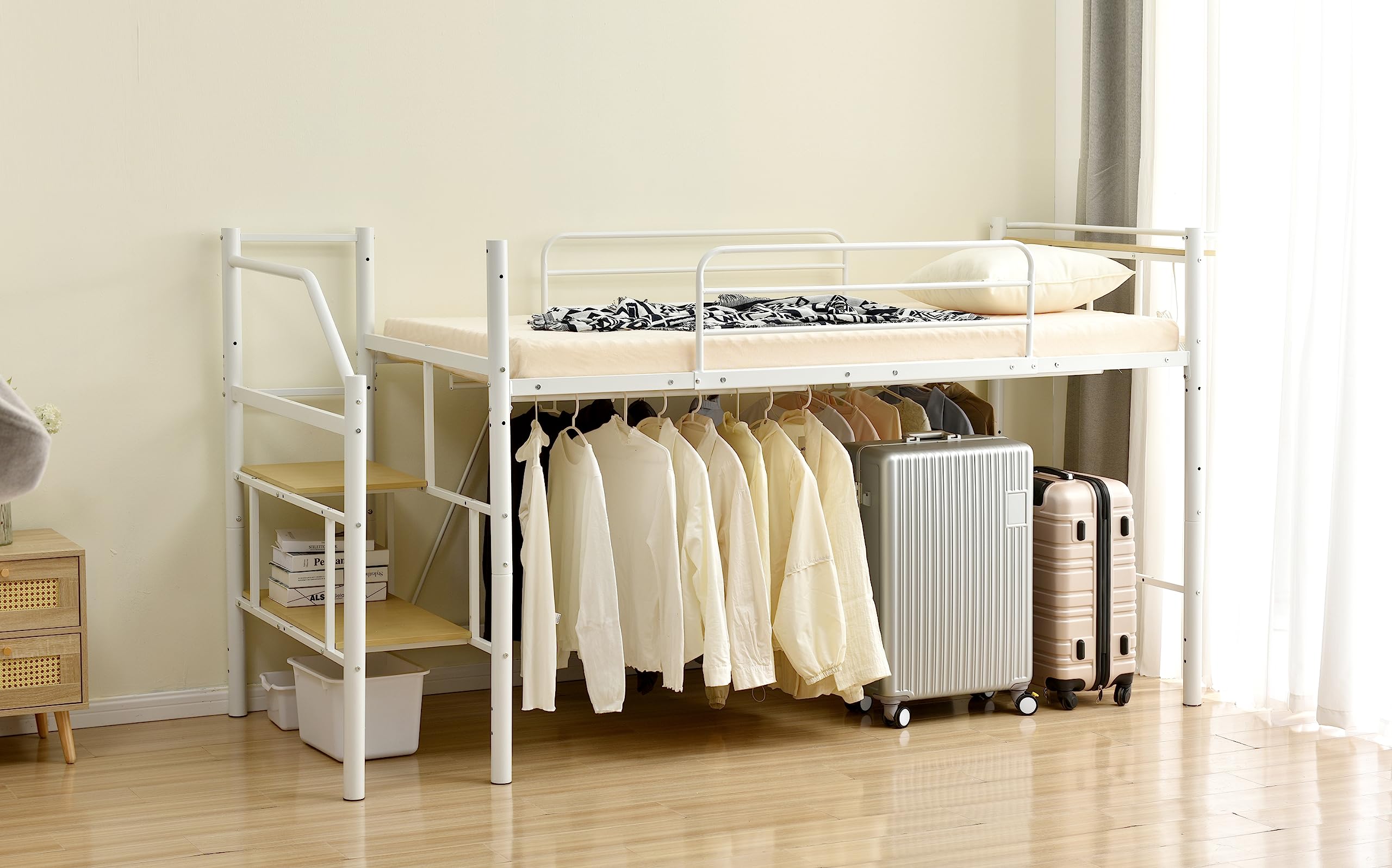 【全新未使用】高さ130cmロフトベッド シングル 耐荷重150kg 収納付 Amazon.co.jp: 【高さ130cm】 ロフトベッド パイプベッド