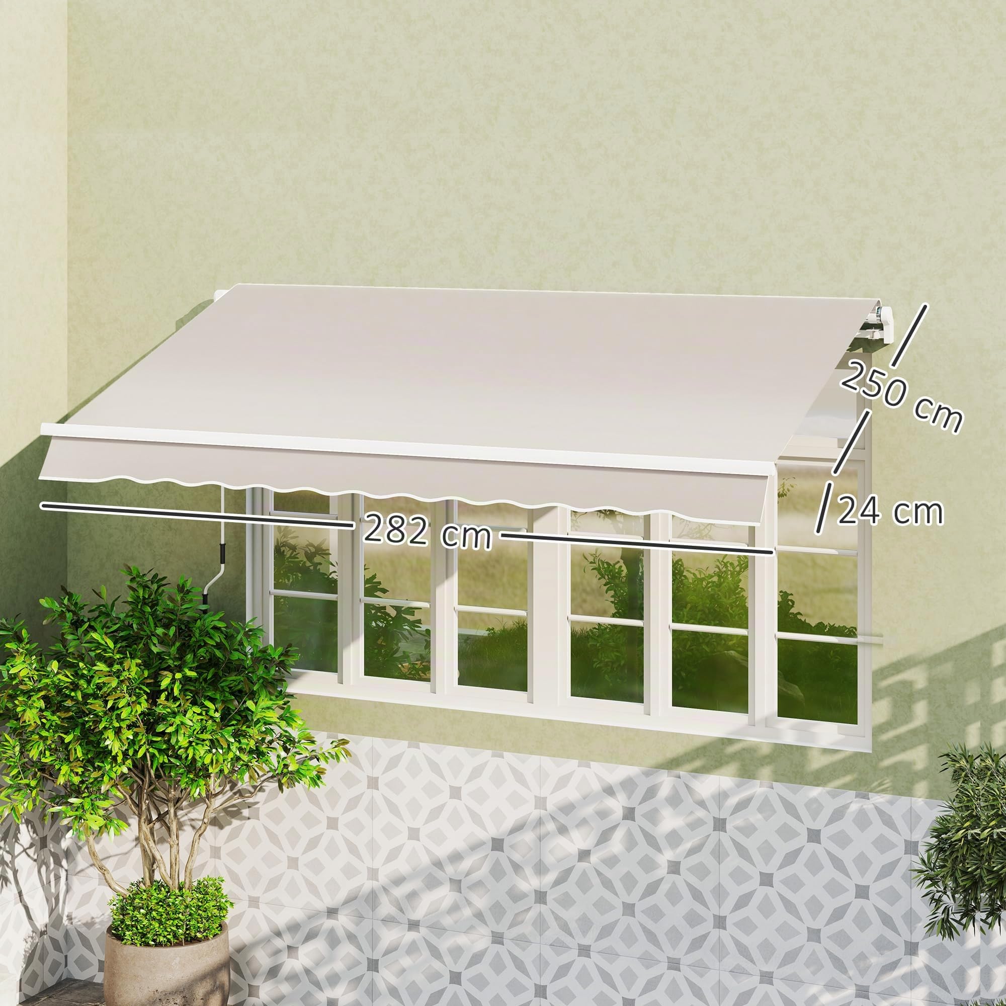 Outsunny Techo de Repuesto para Toldo 282x250 cm, Protección UV 50+, Crema | Lona para Toldo, Impermeable, Tela Poliéster 280g/㎡, Tela de Repuesto, Patio, Terraza, Jardín, Balcón