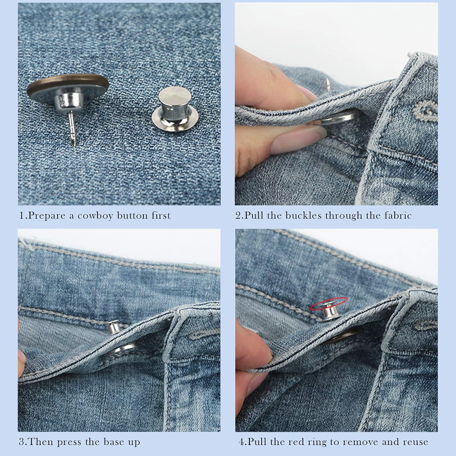 Buy Button Pins for Jeans, Ecumia 8 Pcs Jean Button Pins, Jean Button Replacement Popular Jean