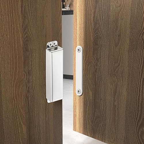 Miniatura 8 de Paquete de 4 cierres magnéticos resistentes para puerta, fuerza de tracción de 90 libras, acero inoxidable, antioxidante, ideal para puerta