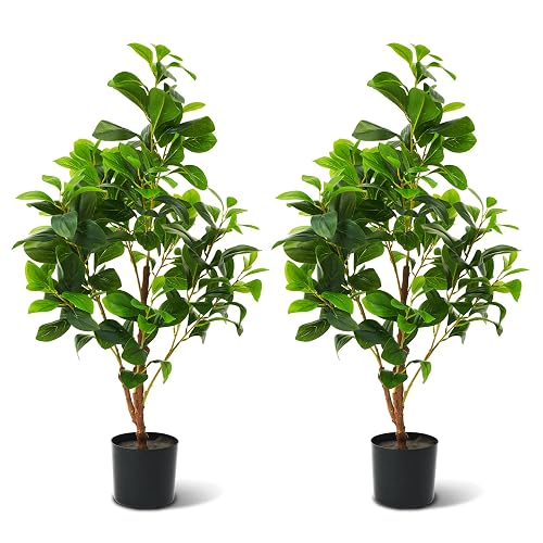 3FT Fake Plants Holly Leaves Potted Plant, Faux Floor Plants