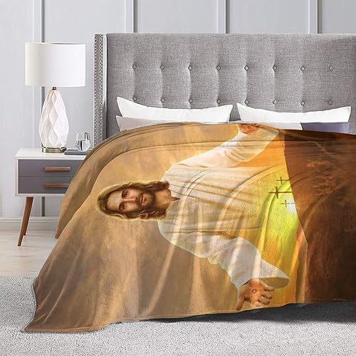 Miniatura 7 de Manta de forro polar para sofá, sofá o cama, manta suave y mullida de felpa de Jesús, manta de regazo de franela de lujo, súper acogedora y cómoda