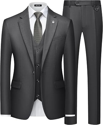 MAGE MALE Mens Suits Slim Fit 3 Piece Elegant Tuxedo Suit Set for Business